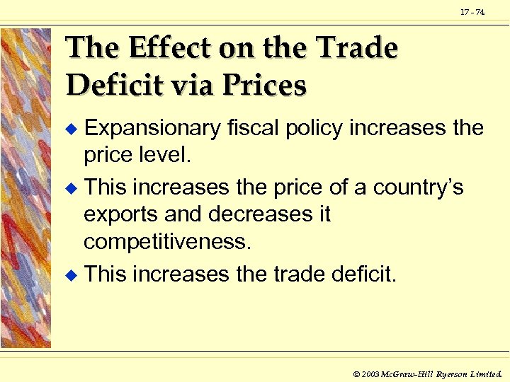 17 - 74 The Effect on the Trade Deficit via Prices Expansionary fiscal policy