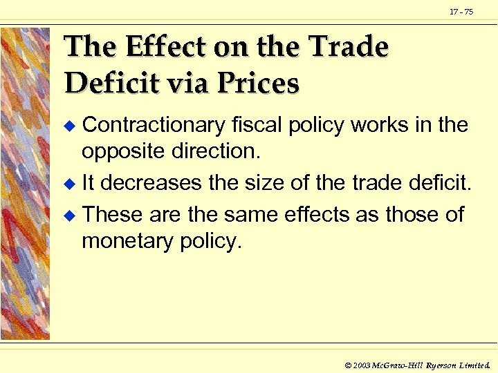17 - 75 The Effect on the Trade Deficit via Prices Contractionary fiscal policy
