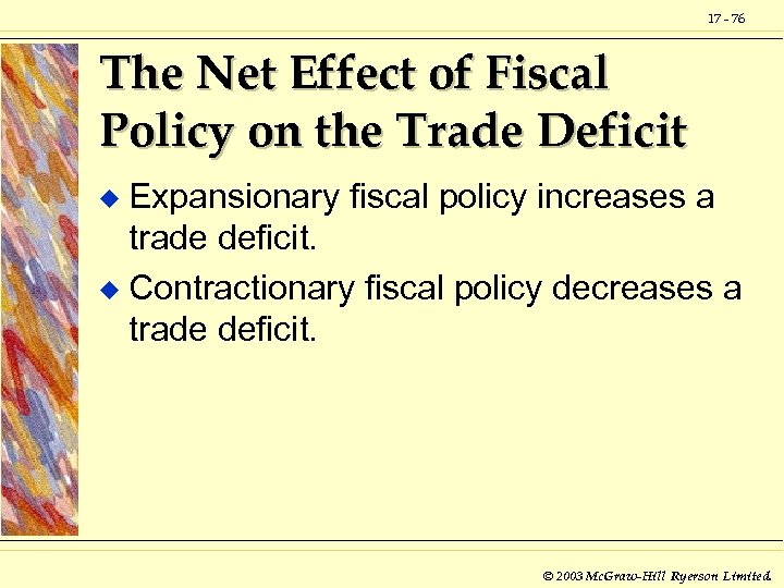 17 - 76 The Net Effect of Fiscal Policy on the Trade Deficit Expansionary
