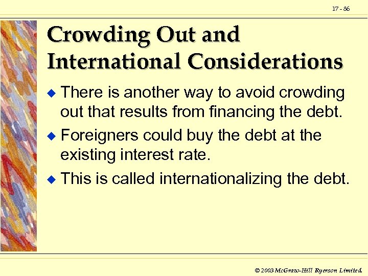 17 - 86 Crowding Out and International Considerations There is another way to avoid