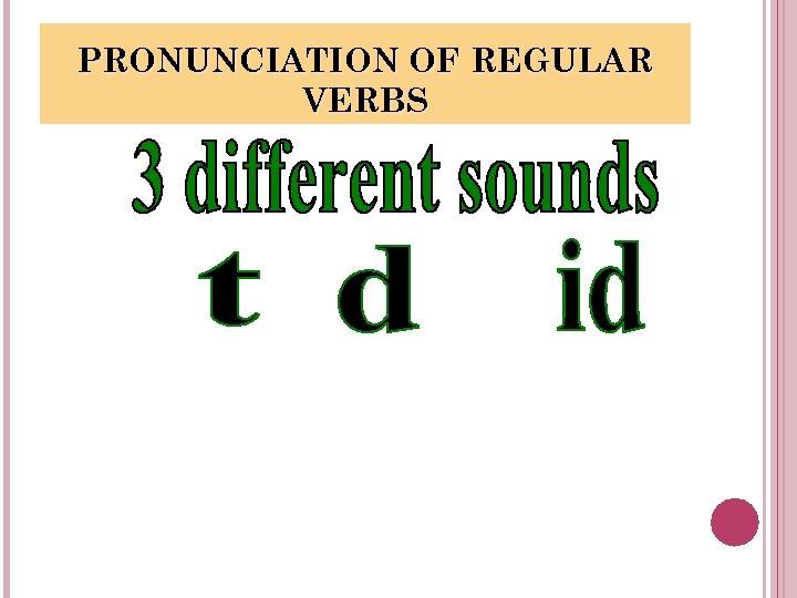 PRONUNCIATION OF REGULAR VERBS 