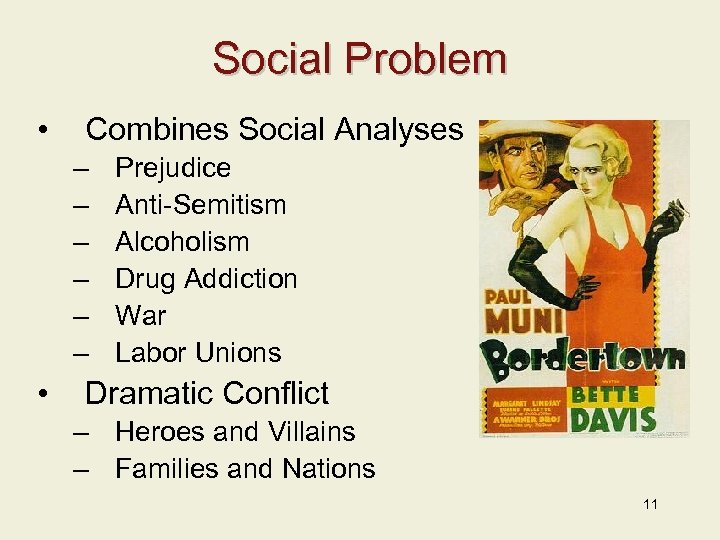 Social Problem • Combines Social Analyses – – – • Prejudice Anti-Semitism Alcoholism Drug