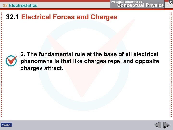 32 Electrostatics 32. 1 Electrical Forces and Charges 2. The fundamental rule at the