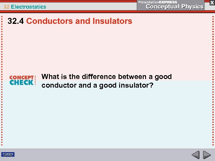 32 Electrostatics 32. 4 Conductors and Insulators What is the difference between a good