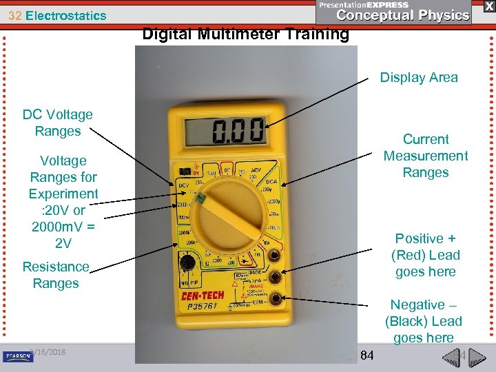 32 Electrostatics Digital Multimeter Training Display Area DC Voltage Ranges Current Measurement Ranges Voltage