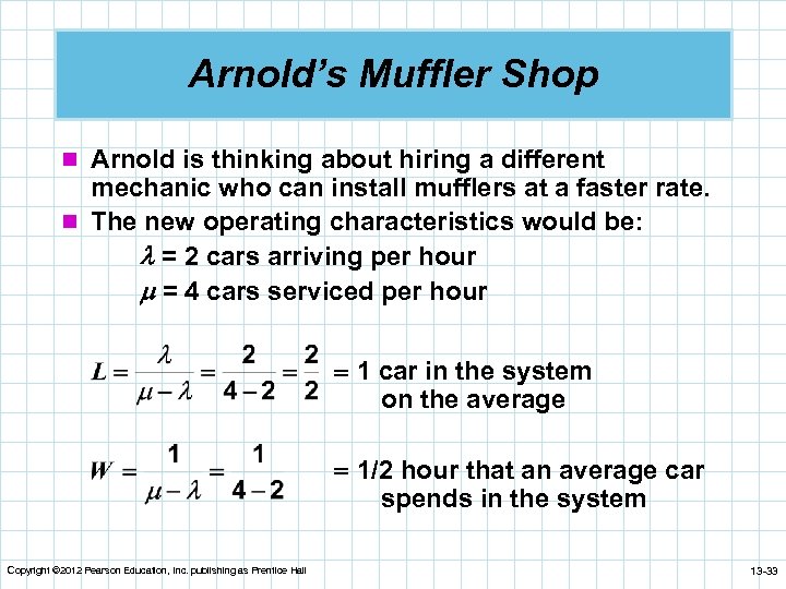 Arnold’s Muffler Shop n Arnold is thinking about hiring a different mechanic who can