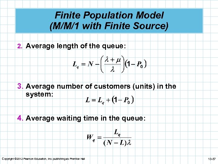 Finite Population Model (M/M/1 with Finite Source) 2. Average length of the queue: 3.