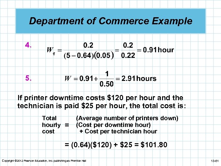 Department of Commerce Example 4. 5. If printer downtime costs $120 per hour and