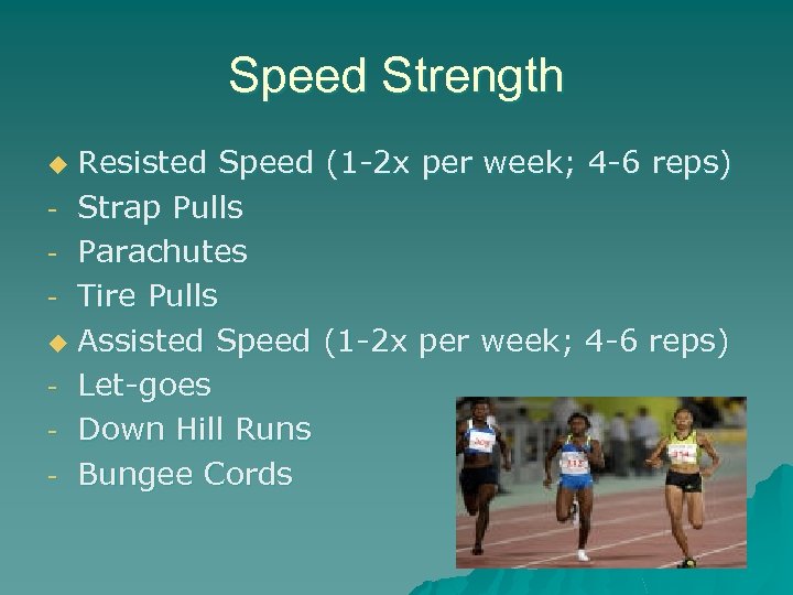 Speed Strength Resisted Speed (1 -2 x per week; 4 -6 reps) - Strap