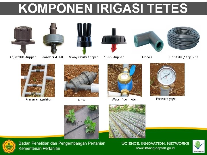 KOMPONEN IRIGASI TETES Adjustable dripper Hozelock 4 LPH Pressure regulator 8 ways multi dripper