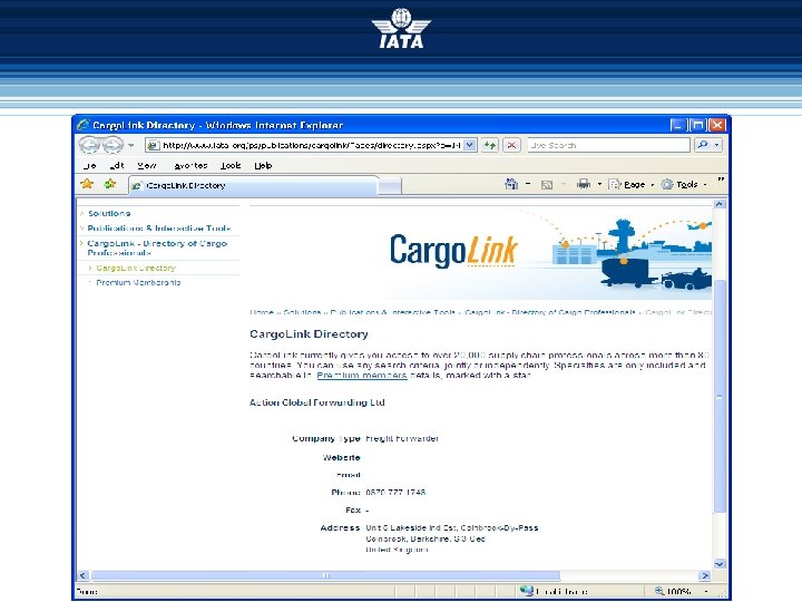 Cargo. Link The Cargo Industry Business Directory Are you Listed? 