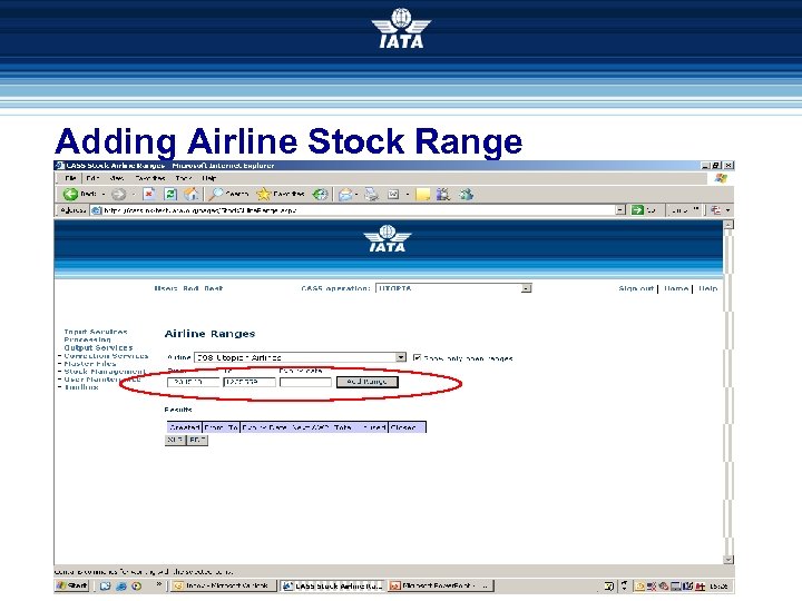 Adding Airline Stock Range 