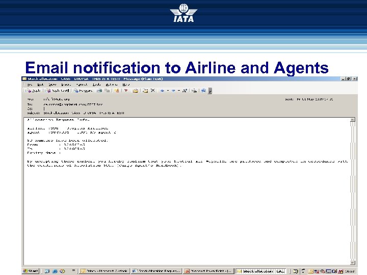 Email notification to Airline and Agents 