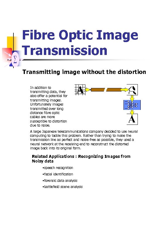 Fibre Optic Image Transmission Transmitting image without the distortion In addition to transmitting data,