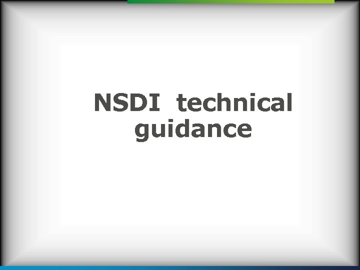 NSDI technical guidance 