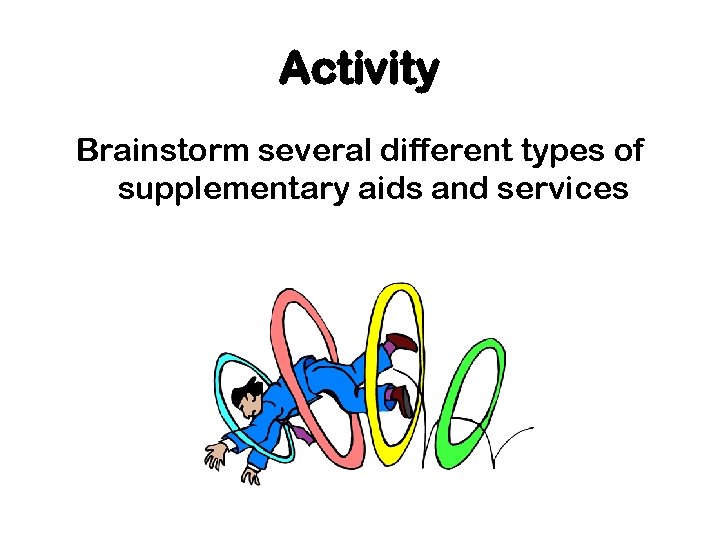 Activity Brainstorm several different types of supplementary aids and services 