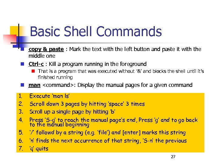Basic Shell Commands copy & paste : Mark the text with the left button