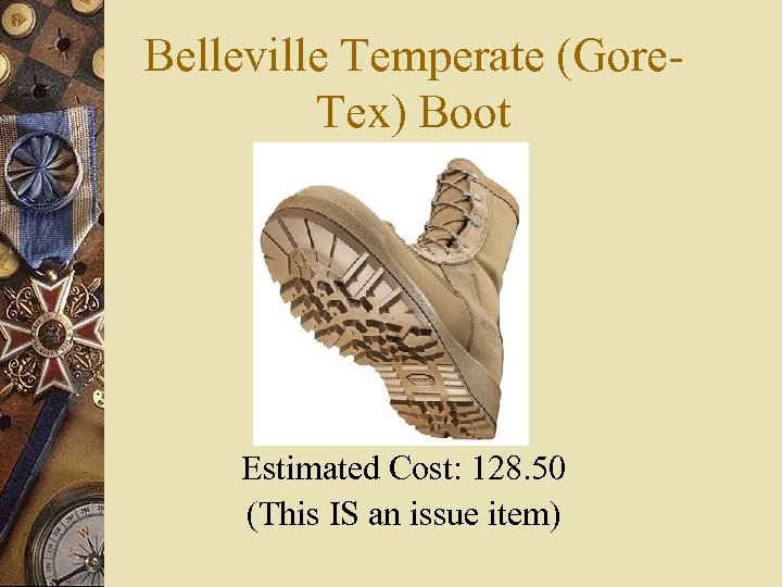 Belleville Temperate (Gore. Tex) Boot Estimated Cost: 128. 50 (This IS an issue item)