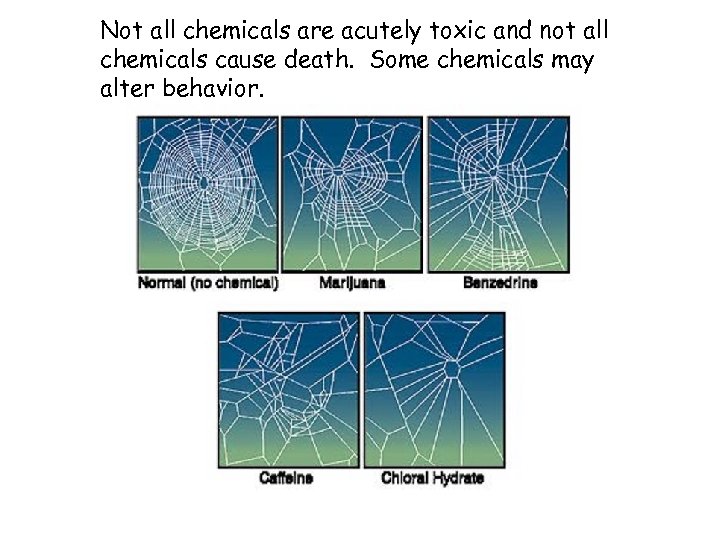 Not all chemicals are acutely toxic and not all chemicals cause death. Some chemicals