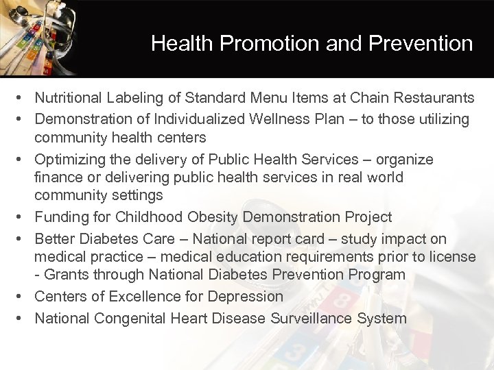 Health Promotion and Prevention • Nutritional Labeling of Standard Menu Items at Chain Restaurants