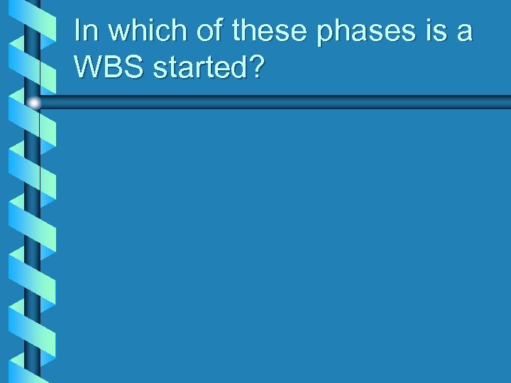 In which of these phases is a WBS started? 