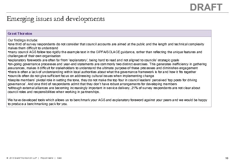 DRAFT Emerging issues and developments Grant Thornton Our findings include: • one third of