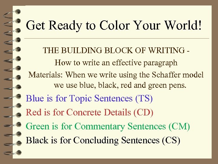 jane schaffer essay format colors