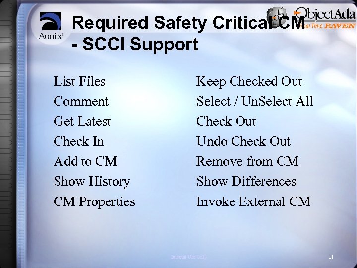 Required Safety Critical CM - SCCI Support List Files Comment Get Latest Check In