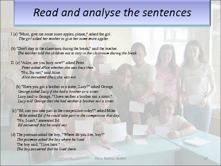 Read analyse the sentences I (a) "Mum, give me some more apples, please, "