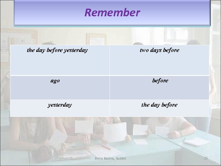 Remember the day before yesterday two days before ago before yesterday the day before