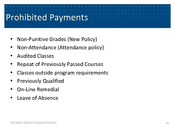 Prohibited Payments • • Non-Punitive Grades (New Policy) Non-Attendance (Attendance policy) Audited Classes Repeat
