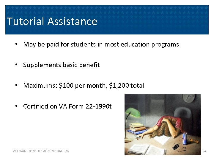 Tutorial Assistance • May be paid for students in most education programs • Supplements