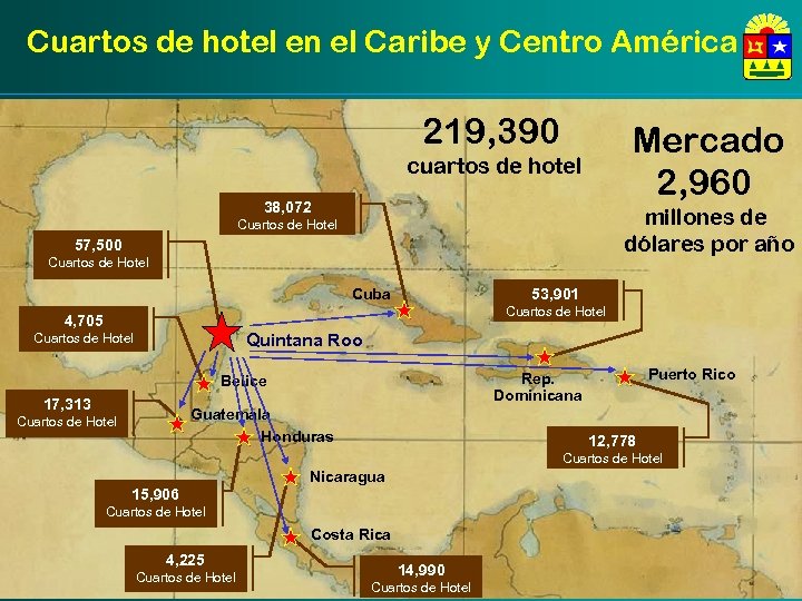 Cuartos de hotel en el Caribe y Centro América 219, 390 Mercado 2, 960