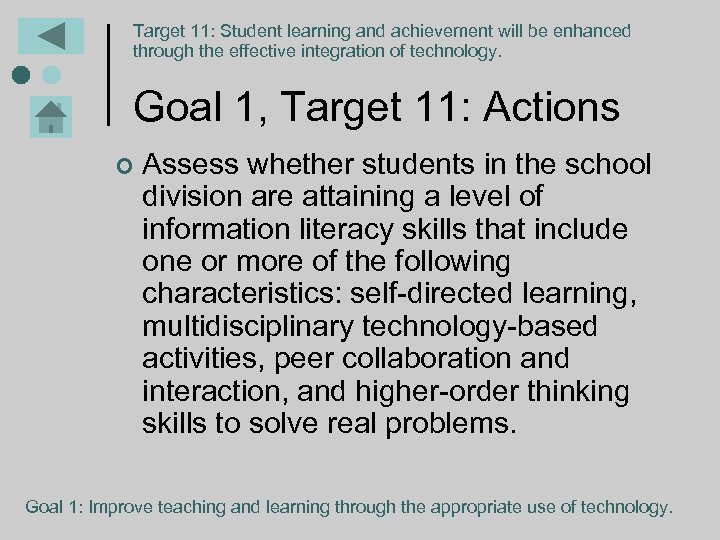 Target 11: Student learning and achievement will be enhanced through the effective integration of