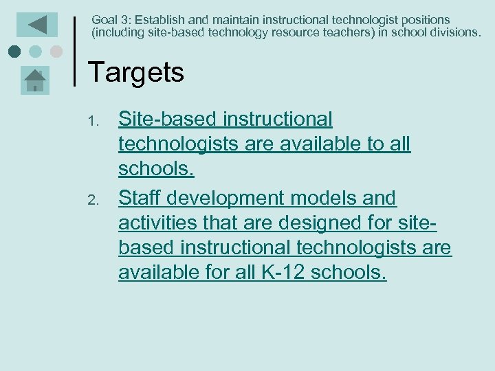 Goal 3: Establish and maintain instructional technologist positions (including site-based technology resource teachers) in