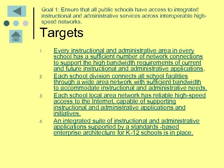 Goal 1: Ensure that all public schools have access to integrated instructional and administrative