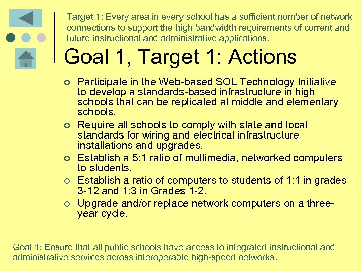 Target 1: Every area in every school has a sufficient number of network connections