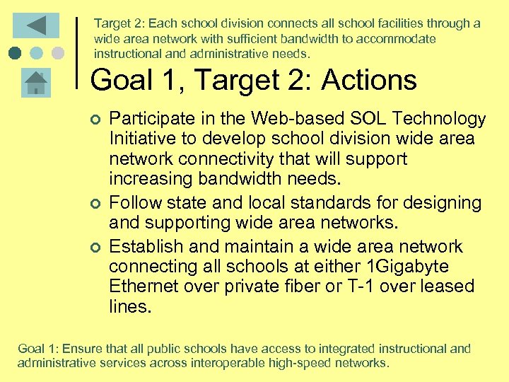 Target 2: Each school division connects all school facilities through a wide area network