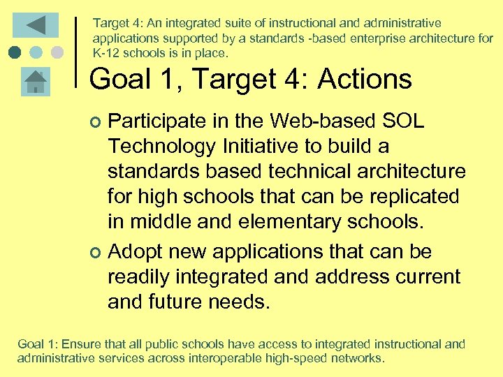 Target 4: An integrated suite of instructional and administrative applications supported by a standards