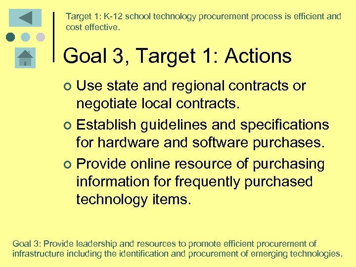 Target 1: K-12 school technology procurement process is efficient and cost effective. Goal 3,
