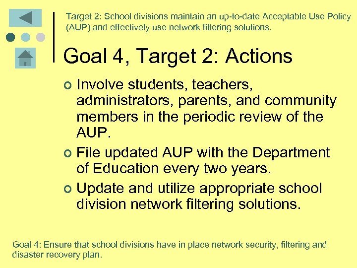 Target 2: School divisions maintain an up-to-date Acceptable Use Policy (AUP) and effectively use