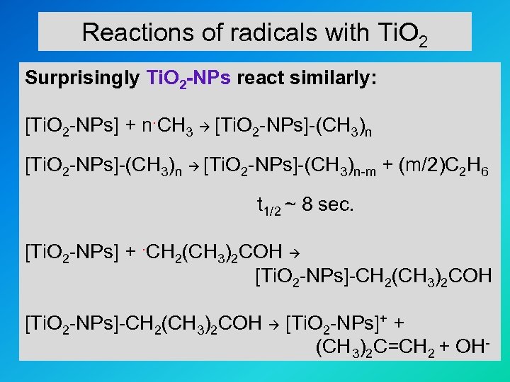 Reactions of radicals with Ti. O 2 Surprisingly Ti. O 2 -NPs react similarly: