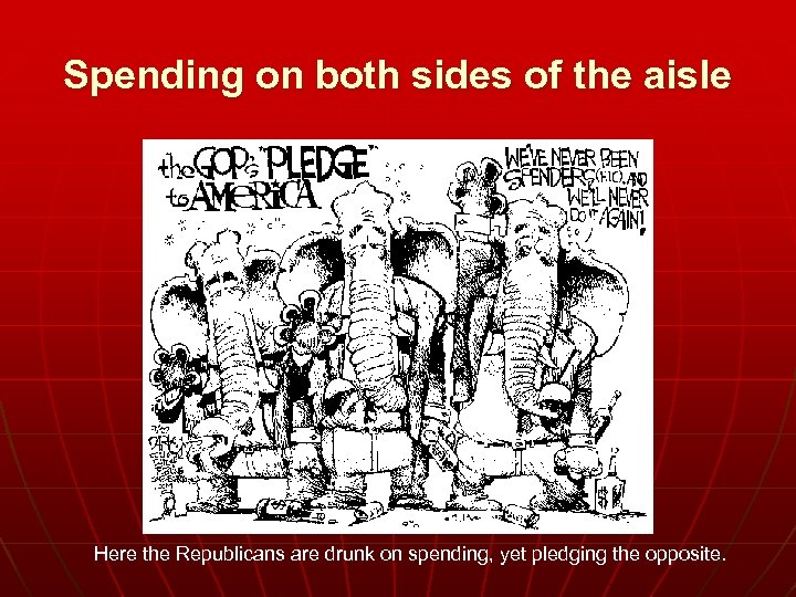 Spending on both sides of the aisle Here the Republicans are drunk on spending,