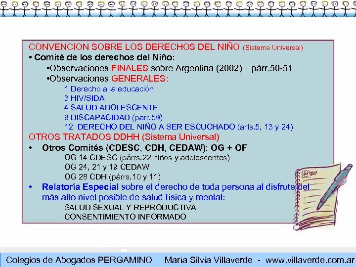 CONVENCION SOBRE LOS DERECHOS DEL NIÑO (Sistema Universal) • Comité de los derechos del