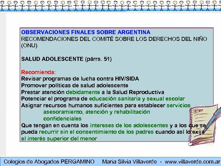 OBSERVACIONES FINALES SOBRE ARGENTINA RECOMENDACIONES DEL COMITÉ SOBRE LOS DERECHOS DEL NIÑO (ONU) SALUD