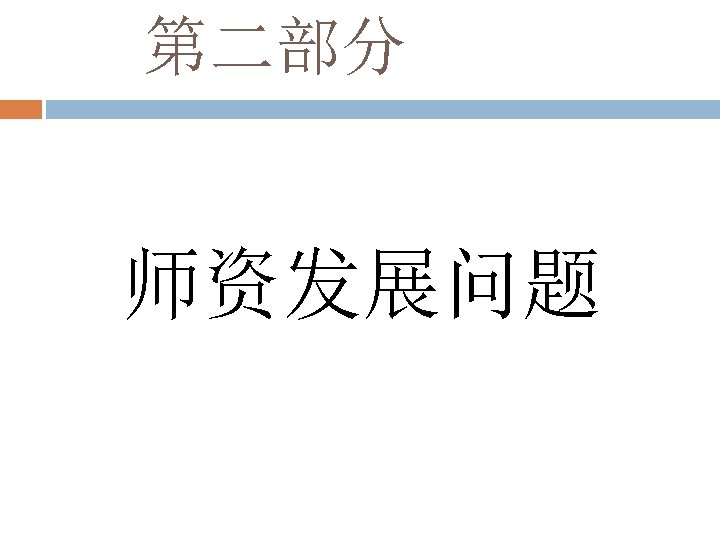 第二部分 师资发展问题 