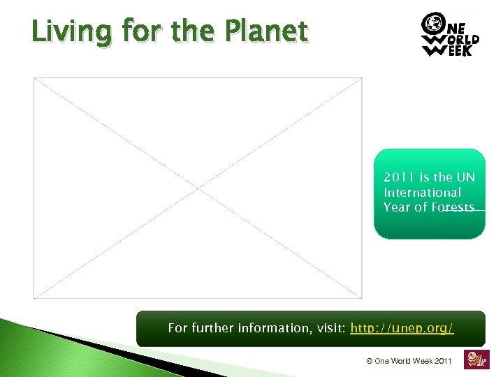 Living for the Planet 2011 is the UN International Year of Forests For further