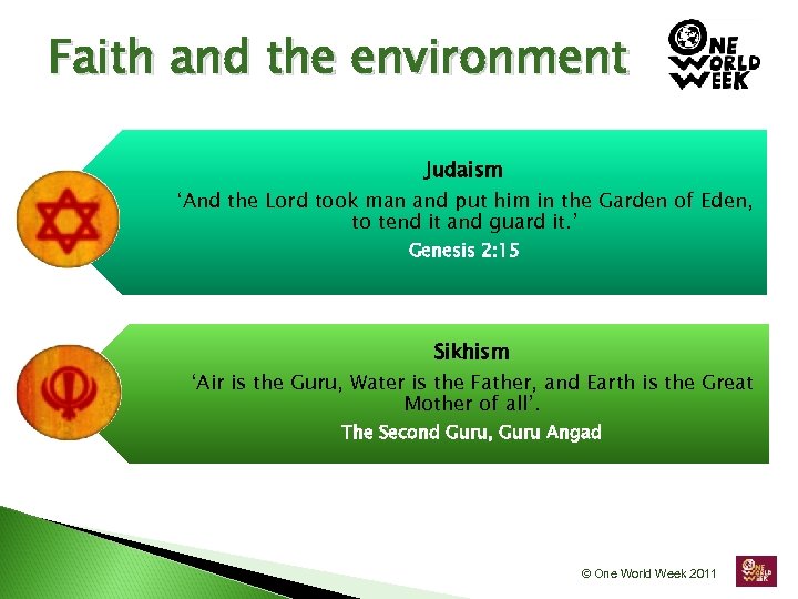 Faith and the environment Judaism ‘And the Lord took man and put him in