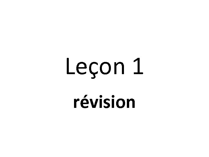 Leçon 1 révision 
