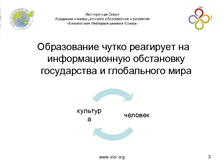  Образование чутко реагирует на информационную обстановку государства и глобального мира культур а человек